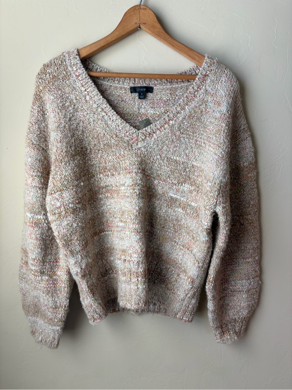 J.Crew Re-Imagined Multicolor Wool Alpaca V-Neck Sweater NWT Small